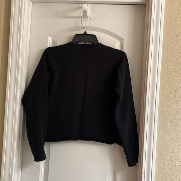 ⏳♻️GAP Black Beaded Floral Detail Sweater Shirt Button Outerwear Jacket size S - Picture 13 of 15